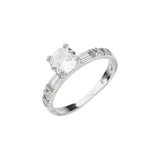 Anel Solitário de Prata com Zircônias - Julieta