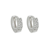 Brinco Argola Click de Prata Cravejada Zircônia