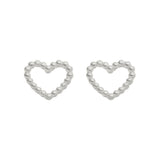 Brinco de Prata Coração Vazado Bolinhas - Lavínia