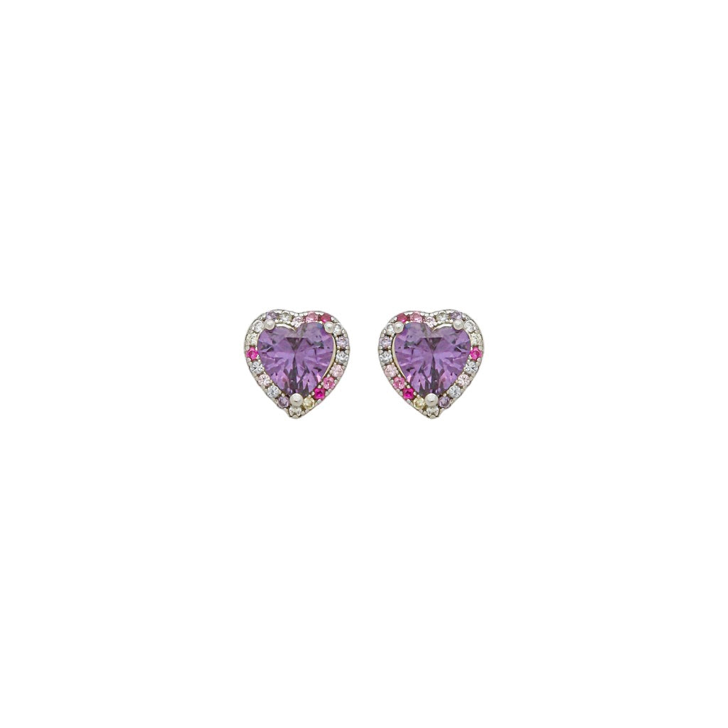 pulseira em prata 925, pingente coração, com zircônia, 8mm