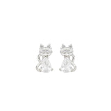 Brinco de Prata Gatinho de Zircônias