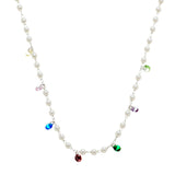 Choker de Prata com Pérolas e Zircônias Coloridas - Marisol