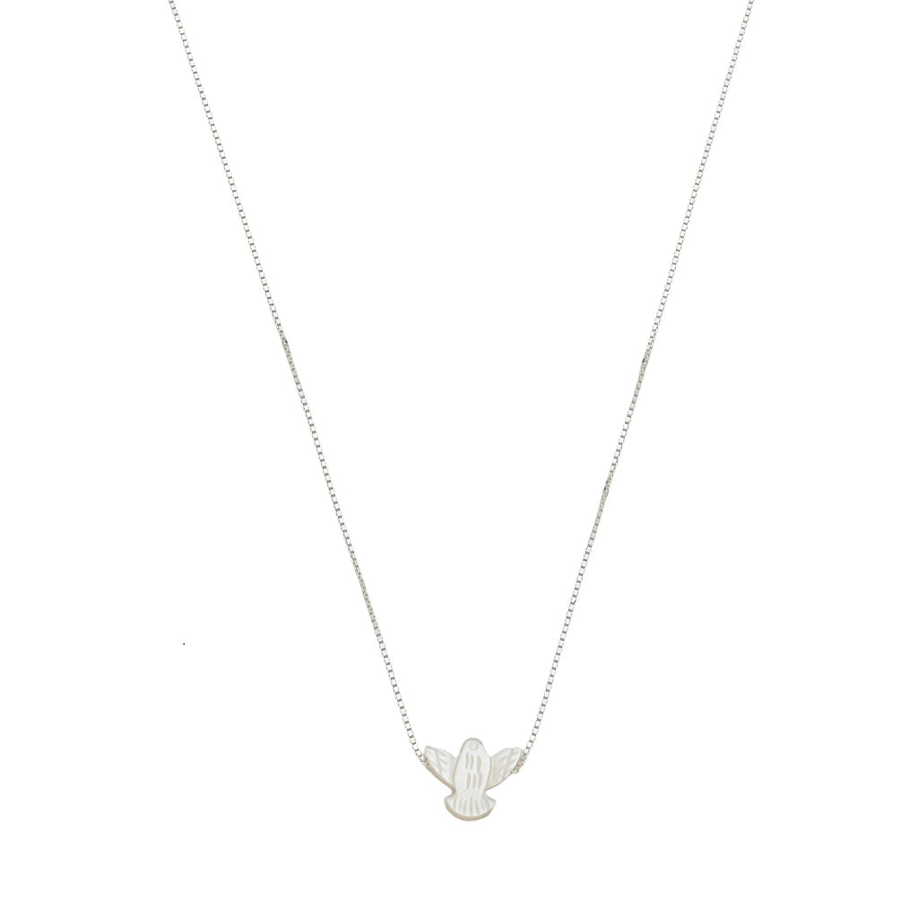 colar em prata 925, pingente fé, com madrepérola, 45cm