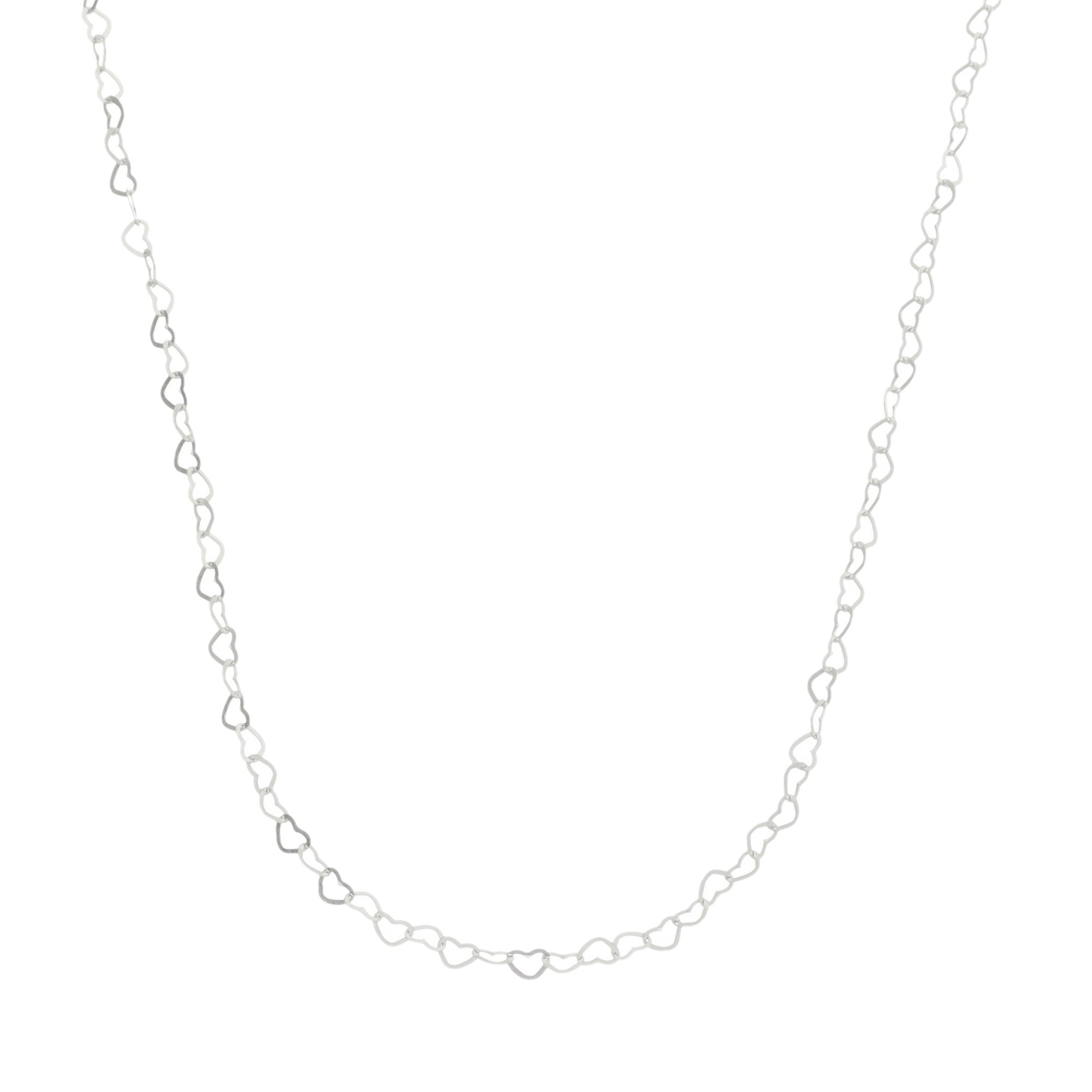 colar em prata 925, pingente coração, 45cm