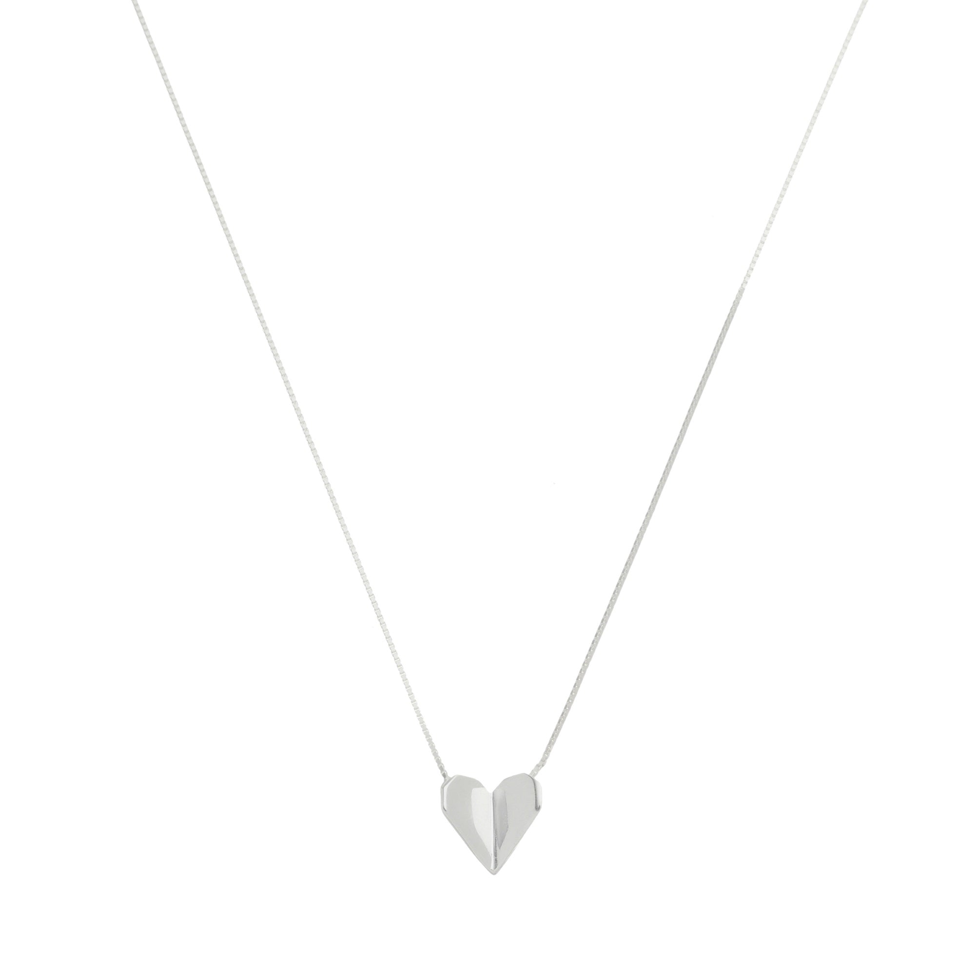 colar em prata 925, pingente coração, 40cm
