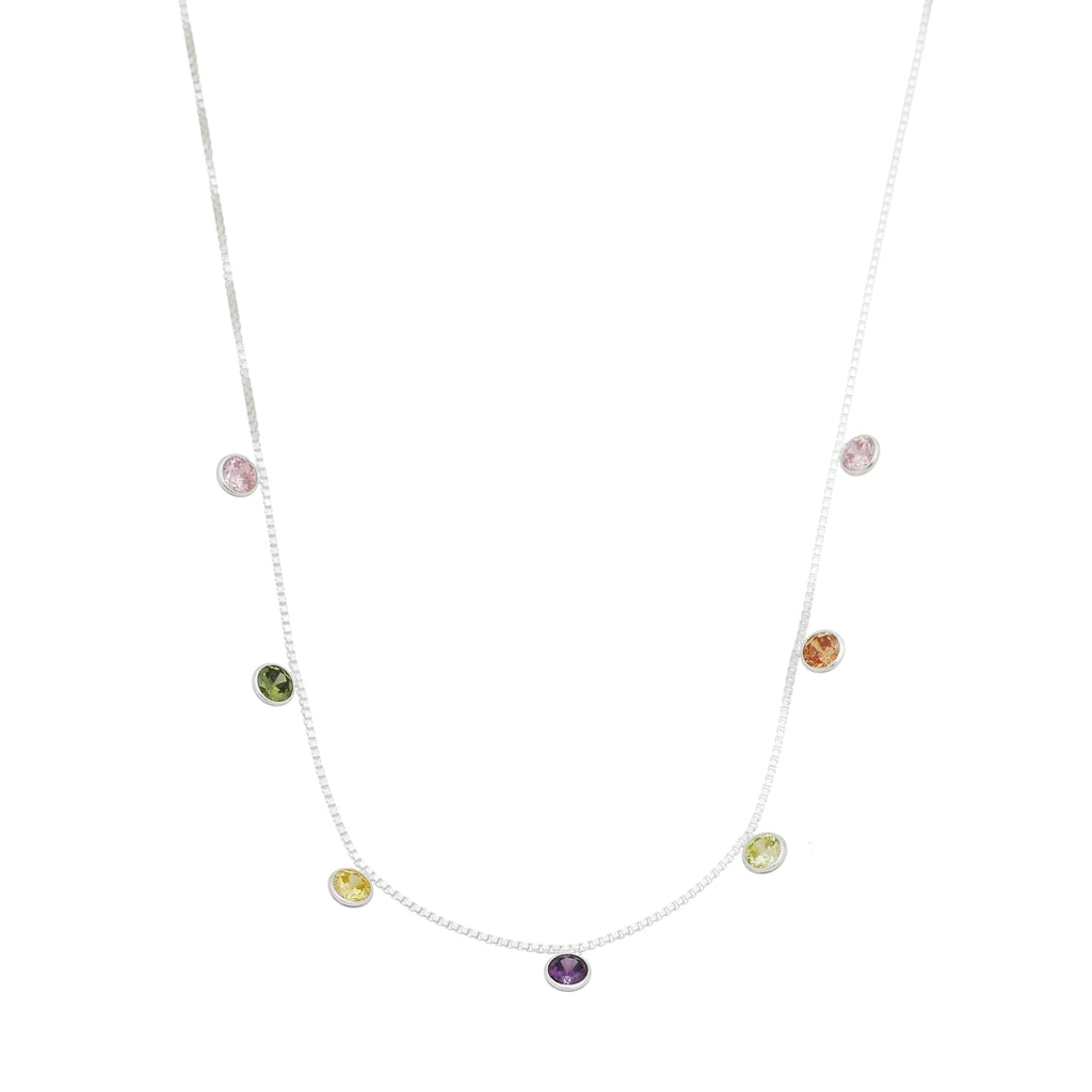 colar em prata 925, com zircônia, 40cm, 5cm
