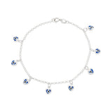 Pulseira de Prata 925 Olho Grego Corações