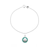 Pulseira de Bolinhas com Pingente de Concha com Resina Verde - Aqua