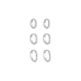 Brincos Trio Argolas Click Lisa Prata 925