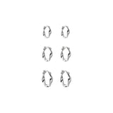 Brincos Trio Argolas Torcidas Prata 925