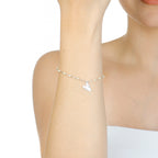 Pulseira de Prata e Pérolas Pingente Coração - Aurora