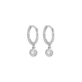 Brinco Argola Click em Prata 925 com Pingente Ponto de Luz - Patricia