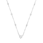 colar em prata 925, pingente coração, com zircônia, azul