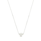 colar em prata 925, pingente fé, com madrepérola, 45cm
