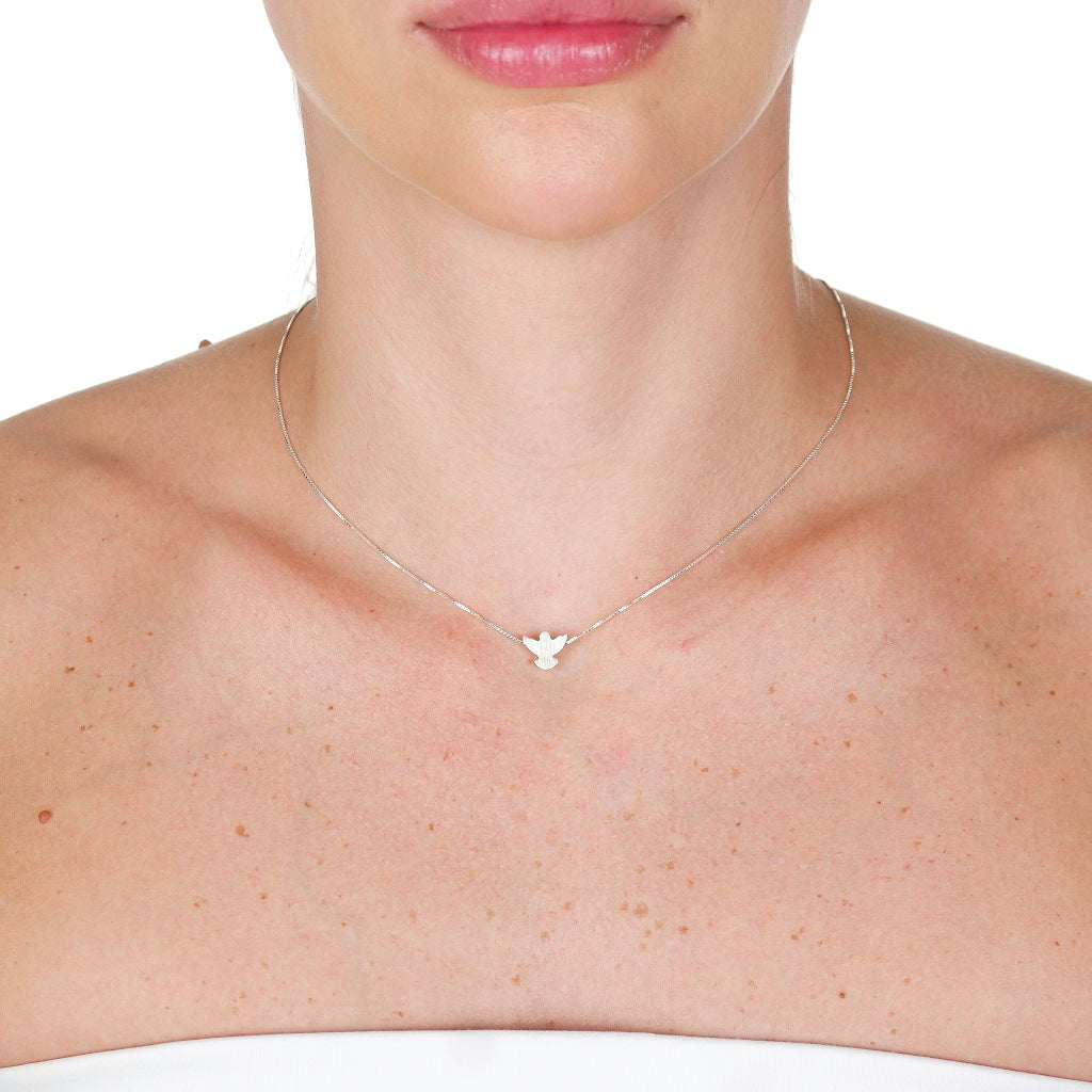 colar em prata, com madrepérola