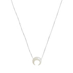 colar em prata 925, pingente lua, com madrepérola, 45cm