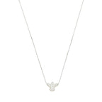 colar em prata 925, pingente fé, com madrepérola, 45cm