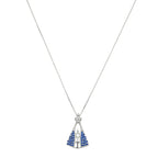 Colar de Prata Nossa Senhora Aparecida Cravejada Zircônias Azul
