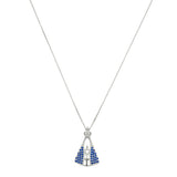 Colar de Prata Nossa Senhora Aparecida Cravejada Zircônias Azul