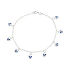 Pulseira de Prata 925 Olho Grego Corações