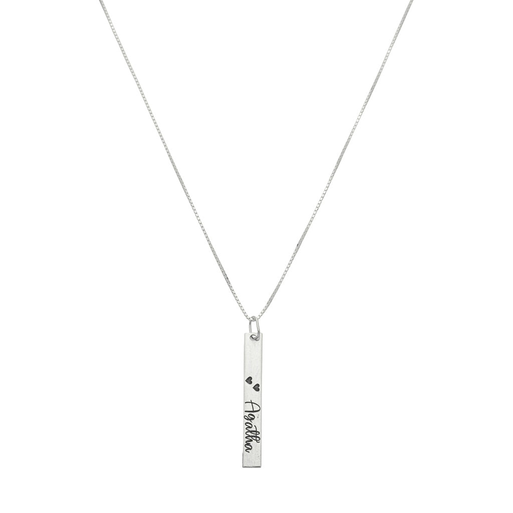 Colar de Prata Medalha Retangular Personalizada
