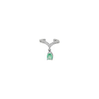 colar em prata 925, pingente gota, com zircônia, verde