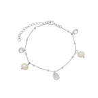 pulseira em prata 925, com pérola, 16cm