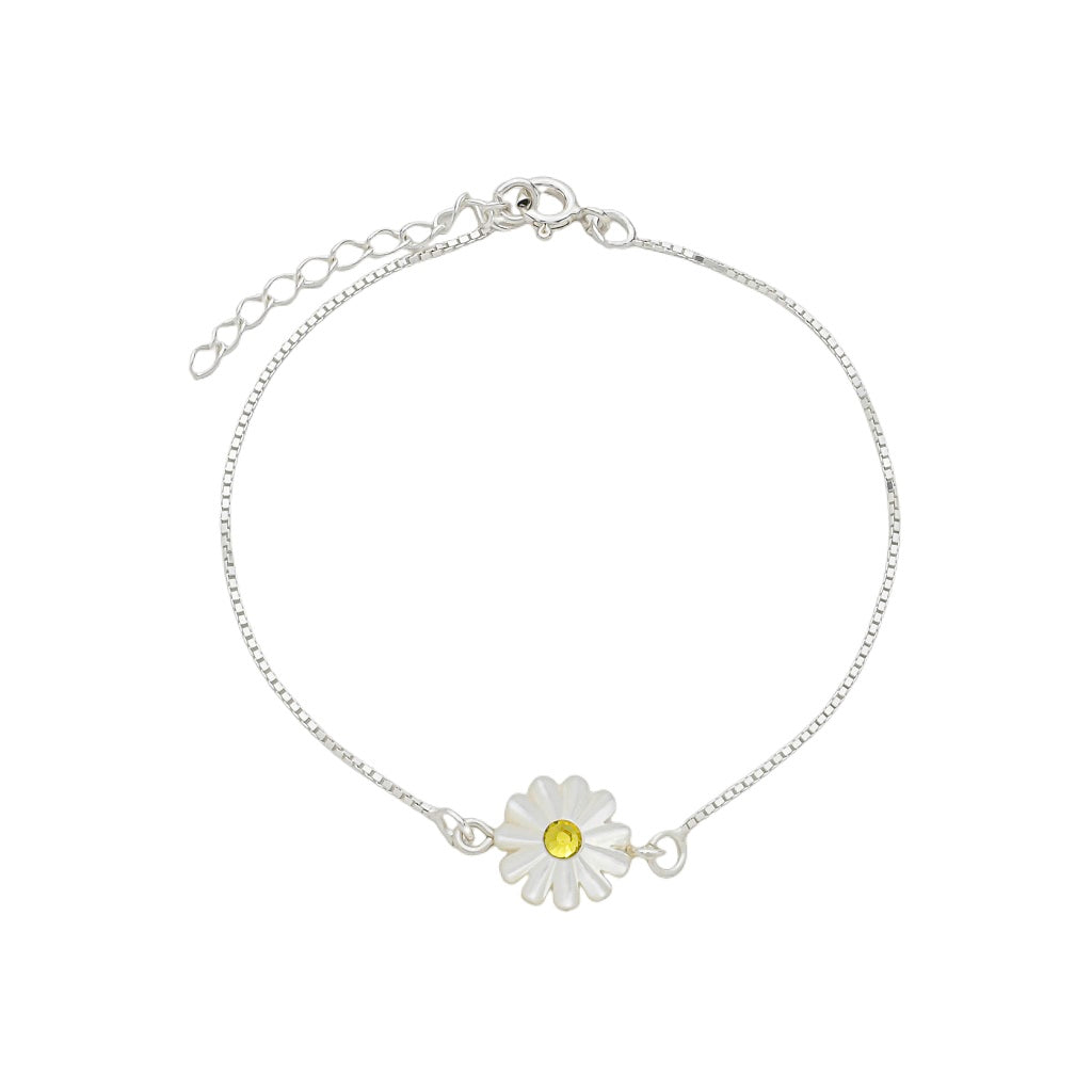 pulseira em prata 925, com madrepérola, 16cm