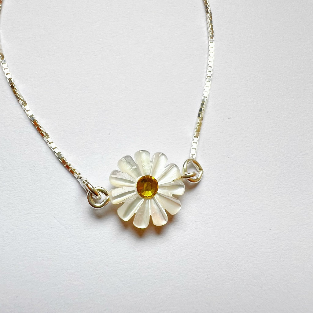 pulseira em prata, com madrepérola