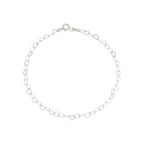 pulseira em prata 925, pingente coração, 19cm