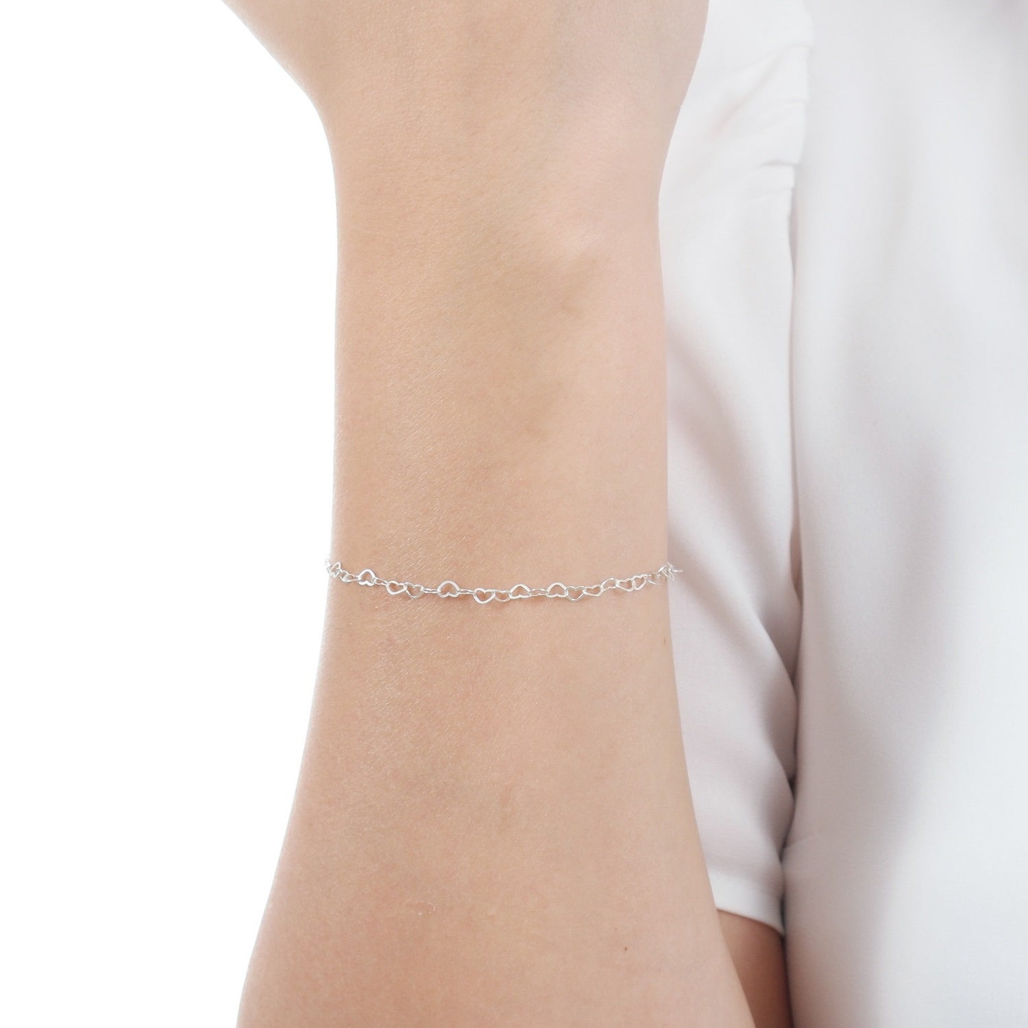 pulseira em prata, pingente coração