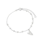 Pulseira de Prata e Pérolas Pingente Coração - Aurora