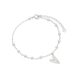 Pulseira de Prata e Pérolas Pingente Coração - Aurora