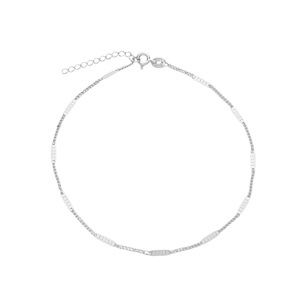 tornozeleira em prata 925, pingente ponto de luz, 23cm, 3cm