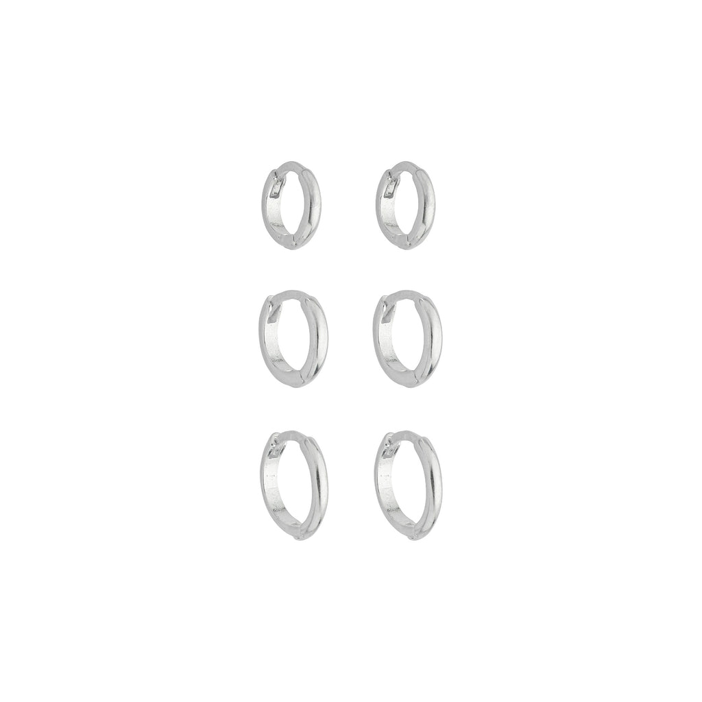 Brincos Trio Argolas Click Lisa Prata 925