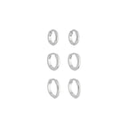 Brincos Trio Argolas Click Lisa Prata 925