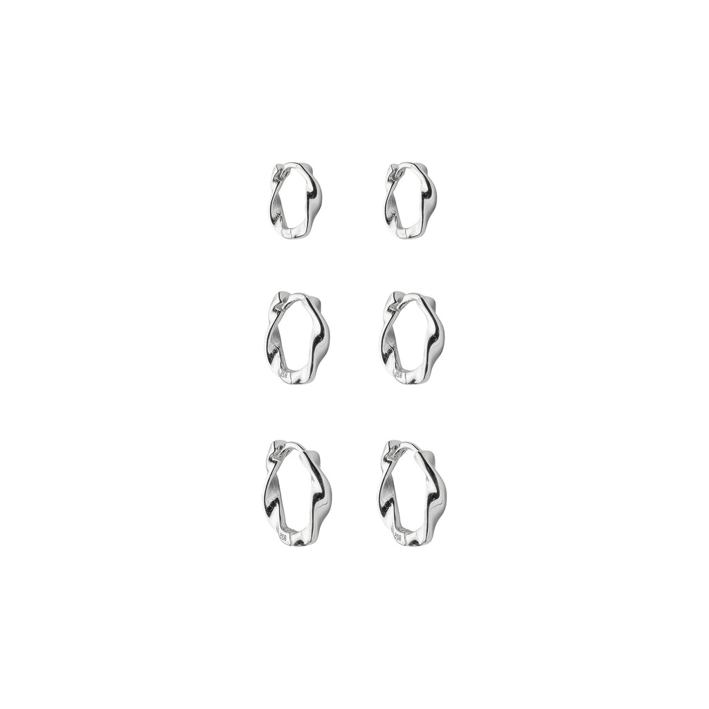 Brincos Trio Argolas Torcidas Prata 925