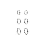 Brincos Trio Argolas Torcidas Prata 925