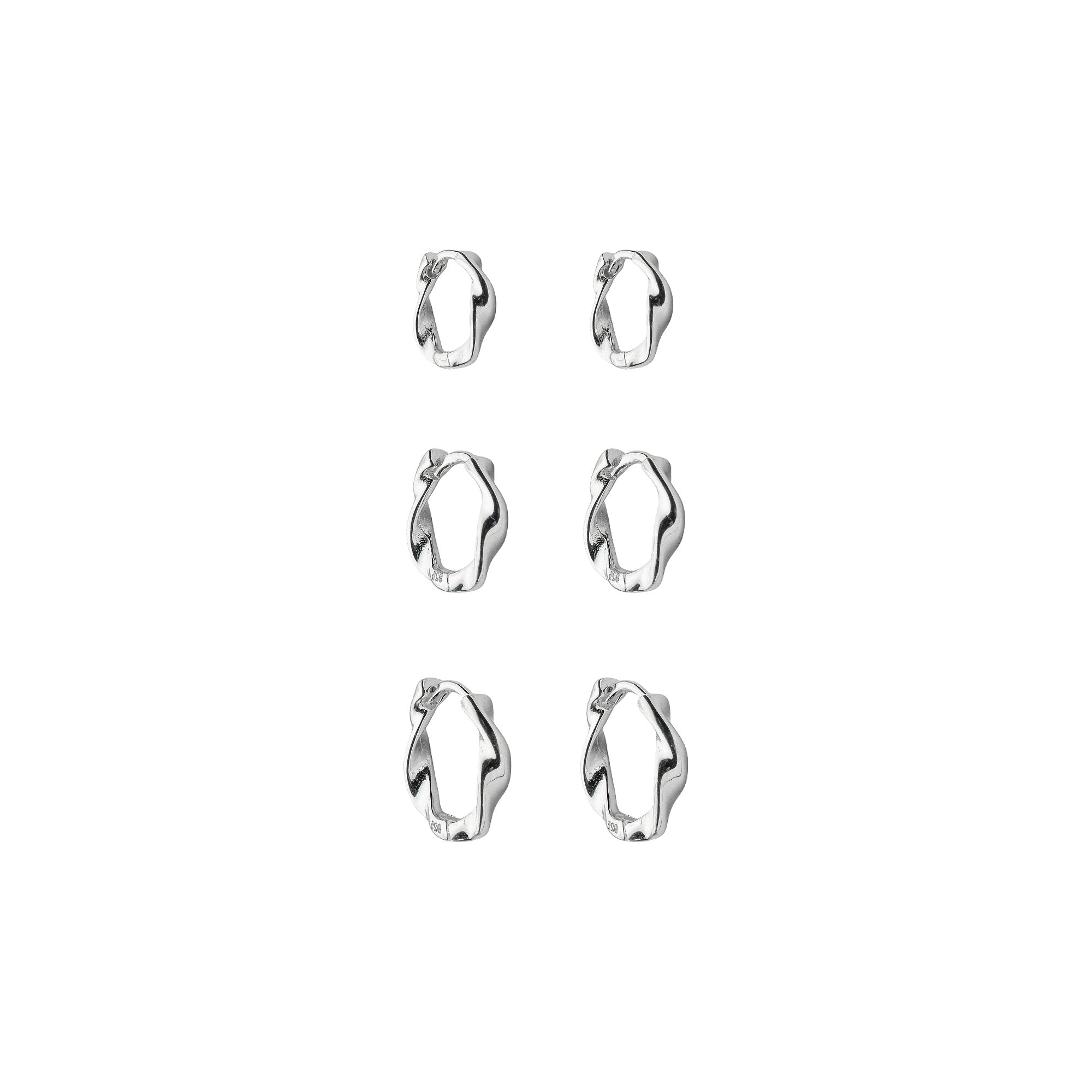 Brincos Trio Argolas Torcidas Prata 925